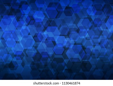 Dark BLUE vector blurry hexagon pattern. Colorful illustration in abstract style with gradient. A completely new template for your business design.