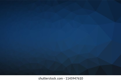 Dark BLUE vector blurry hexagon pattern. Shining illustration, which consist of triangles. Triangular pattern for your business design.