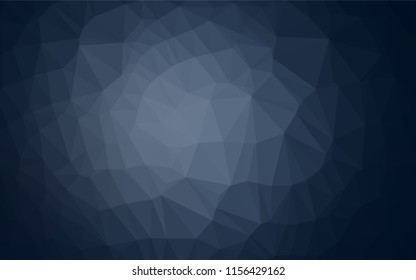 Dark BLUE vector blurry hexagon pattern. Triangular geometric sample with gradient.  Brand new style for your business design.