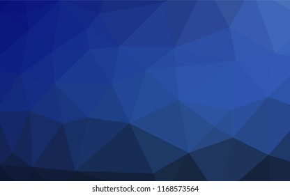 Dark BLUE vector blurry hexagon pattern. Brand new colored illustration in blurry style with gradient. The polygonal design can be used for your web site.