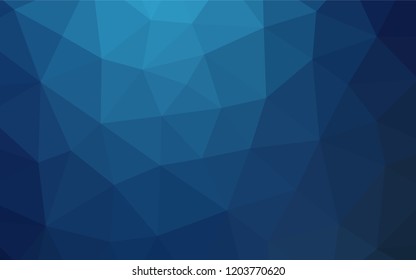 Dark BLUE vector blurry hexagon texture. Triangular geometric sample with gradient.  Triangular pattern for your business design.