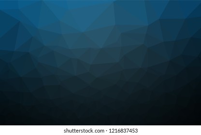 Dark BLUE vector blurry hexagon texture. Triangular geometric sample with gradient.  A completely new design for your business.