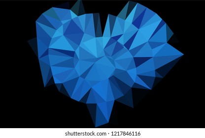 Dark BLUE vector blurry hexagon pattern. Geometric illustration in Origami style with gradient.  Triangular pattern for your business design.