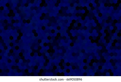 Dark BLUE vector blurry hexagon background design. Geometric background in Origami style with gradient. 