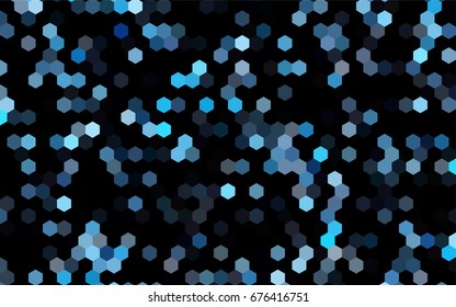 Dark BLUE vector blurry hexagon background design. Geometric background in Origami style with gradient. 