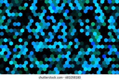 Dark BLUE vector blurry hexagon background design. Geometric background in Origami style with gradient. 