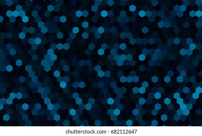 Dark BLUE vector blurry hexagon background design. Geometric background in Origami style with gradient. 