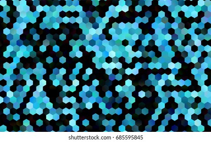 Dark BLUE vector blurry hexagon background design. Geometric background in Origami style with gradient. 