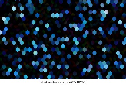 Dark BLUE vector blurry hexagon background design. Geometric background in Origami style with gradient. 