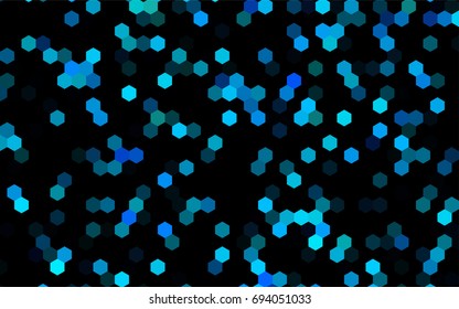 Dark BLUE vector blurry hexagon background design. Geometric background in Origami style with gradient. 