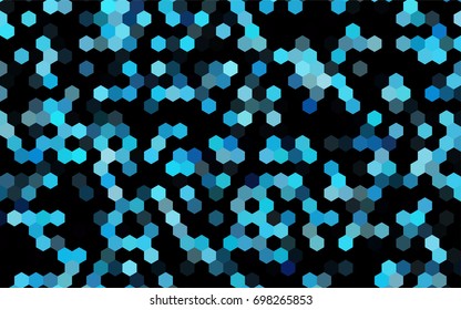 Dark BLUE vector blurry hexagon background design. Geometric background in Origami style with gradient. 
