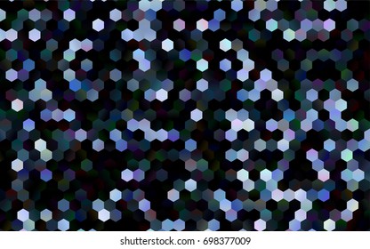 Dark BLUE vector blurry hexagon background design. Geometric background in Origami style with gradient. 