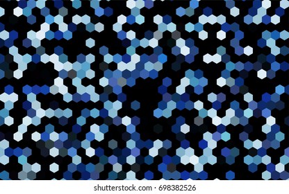 Dark BLUE vector blurry hexagon background design. Geometric background in Origami style with gradient. 