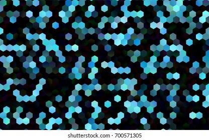 Dark BLUE vector blurry hexagon background design. Geometric background in Origami style with gradient. 