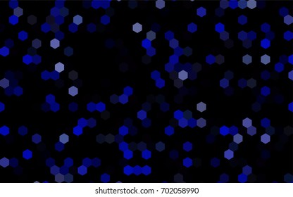 Dark BLUE vector blurry hexagon background design. Geometric background in Origami style with gradient. 
