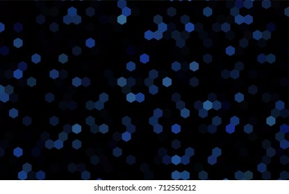 Dark BLUE vector blurry hexagon background design. Geometric background in Origami style with gradient. 