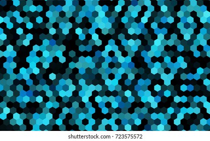 Dark BLUE vector blurry hexagon background design. Geometric background in Origami style with gradient. 
