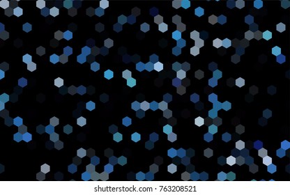 Dark BLUE vector blurry hexagon background design. Geometric background in Origami style with gradient. 