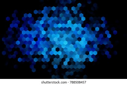 Dark BLUE vector blurry hexagon background design. Geometric background in Origami style with gradient. 
