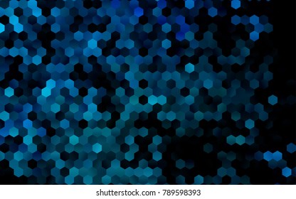 Dark BLUE vector blurry hexagon background design. Geometric background in Origami style with gradient. 