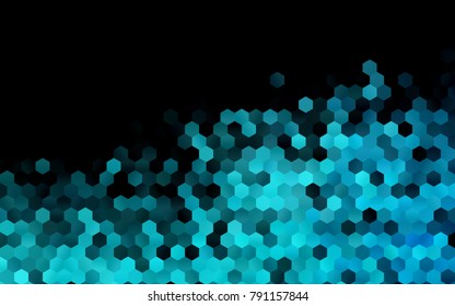 Dark BLUE vector blurry hexagon background design. Geometric background in Origami style with gradient. 