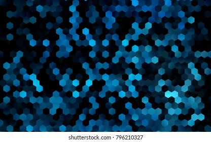 Dark BLUE vector blurry hexagon background design. Geometric background in Origami style with gradient. 