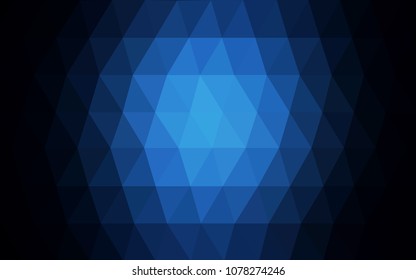 DARK BLUE vector blurry triangle background design. Geometric background in Origami style with gradient. 