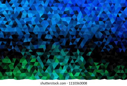 Dark BLUE vector blurry triangle template. Triangular geometric sample with gradient.  The completely new template can be used for your brand book.