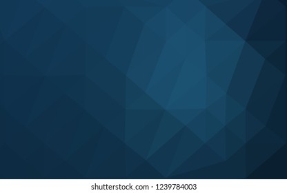 Dark BLUE vector blurry triangle texture. Triangular geometric sample with gradient.  Brand new style for your business design.