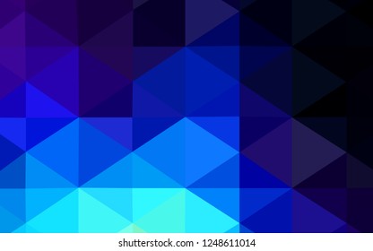 Dark BLUE vector blurry triangle template. Triangular geometric sample with gradient.  Brand-new style for your business design.