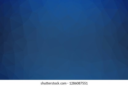 Dark BLUE vector blurry triangle texture. Triangular geometric sample with gradient.  Elegant pattern for a brand book.