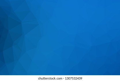 Dark BLUE vector blurry triangle template. Triangular geometric sample with gradient.  Template for your brand book.