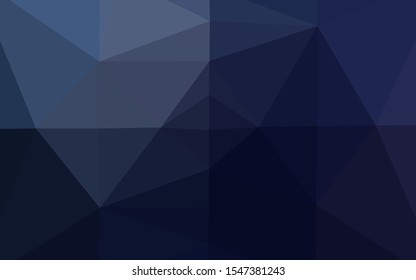 Dark BLUE vector blurry triangle texture. Triangular geometric sample with gradient.  New texture for your design.