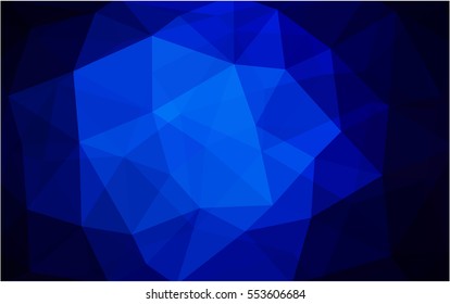 DARK BLUE vector blurry triangle background design. Geometric background in Origami style with gradient. 