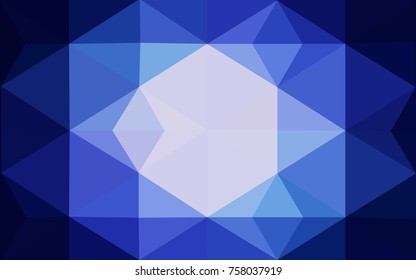 DARK BLUE vector blurry triangle background design. Geometric background in Origami style with gradient. 