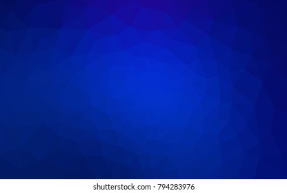DARK BLUE vector blurry triangle background design. Geometric background in Origami style with gradient. 