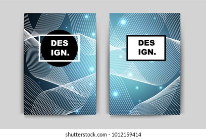 Dark BLUE vector brochure for ui, ux design. Abstract booklet on colored background with gradient. Beautiful design for cover of notepads.
