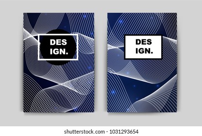 Dark BLUE vector brochure for ui, ux design. Beautiful colored sample in A4 size. Beautiful design for cover of notepads.