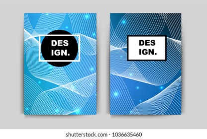 Dark BLUE vector brochure for ui, ux design. Glitter abstract design concept with text box. The pattern can be used for any ad, booklets.