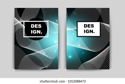 Dark BLUE vector brochure for ui, ux design. Booklet with textbox on colorful abstract background. Completely new template for your brand book.