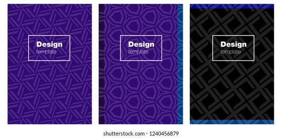 Dark BLUE vector brochure for ui, ux design. Booklet with textbox on colorful abstract background. Pattern notebooks, journals.