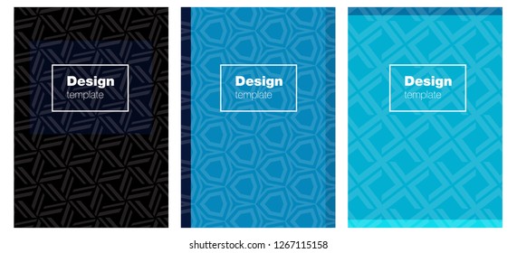 Dark BLUE vector brochure for ui, ux design. Glitter abstract design concept with text box. Pattern notebooks, journals.