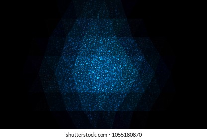 DARK BLUE vector christmas polygon background. Low poly Illustration consisting of triangles with snowflakes. Texture background of New Year celebration.