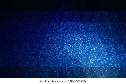DARK BLUE vector christmas polygon background. Low poly Illustration consisting of triangles with snowflakes. Texture background of New Year celebration.