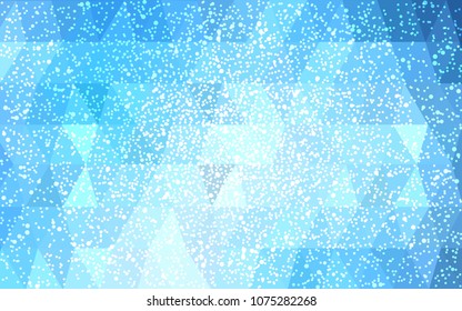 DARK BLUE vector christmas polygon background. Low poly Illustration consisting of triangles with snowflakes. Texture background of New Year celebration.