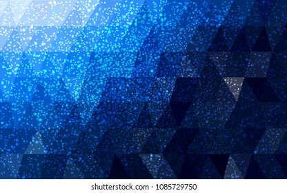 DARK BLUE vector christmas polygon background. Low poly Illustration consisting of triangles with snowflakes. Texture background of New Year celebration.