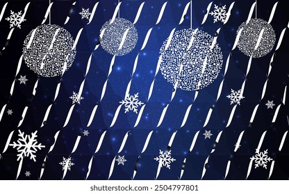 DARK BLUE vector christmas polygon background. Low poly Illustration consisting of triangles with snowflakes. Texture, seamless background of New Year celebration.