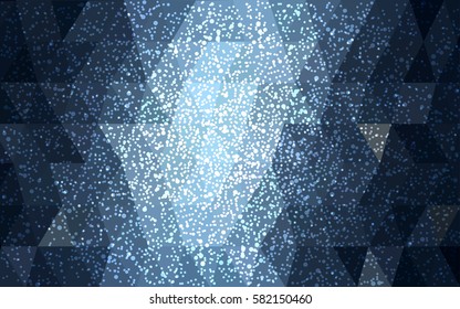 DARK BLUE vector christmas polygon background. Low poly Illustration consisting of triangles with snowflakes. Texture background of New Year celebration.