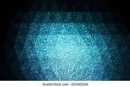 DARK BLUE vector christmas polygon background. Low poly Illustration consisting of triangles with snowflakes. Texture background of New Year celebration.