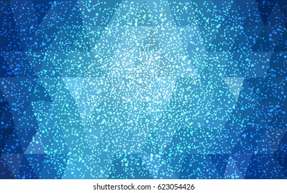 DARK BLUE vector christmas polygon background. Low poly Illustration consisting of triangles with snowflakes. Texture background of New Year celebration.